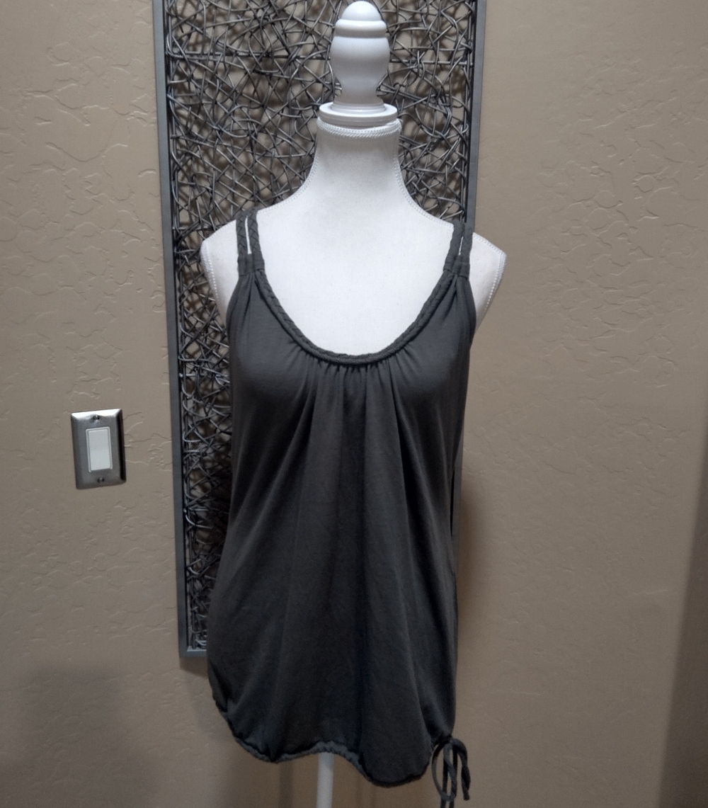American Rag Cie 1984 Olive Bubble Tank with Braided Straps & Side Tie